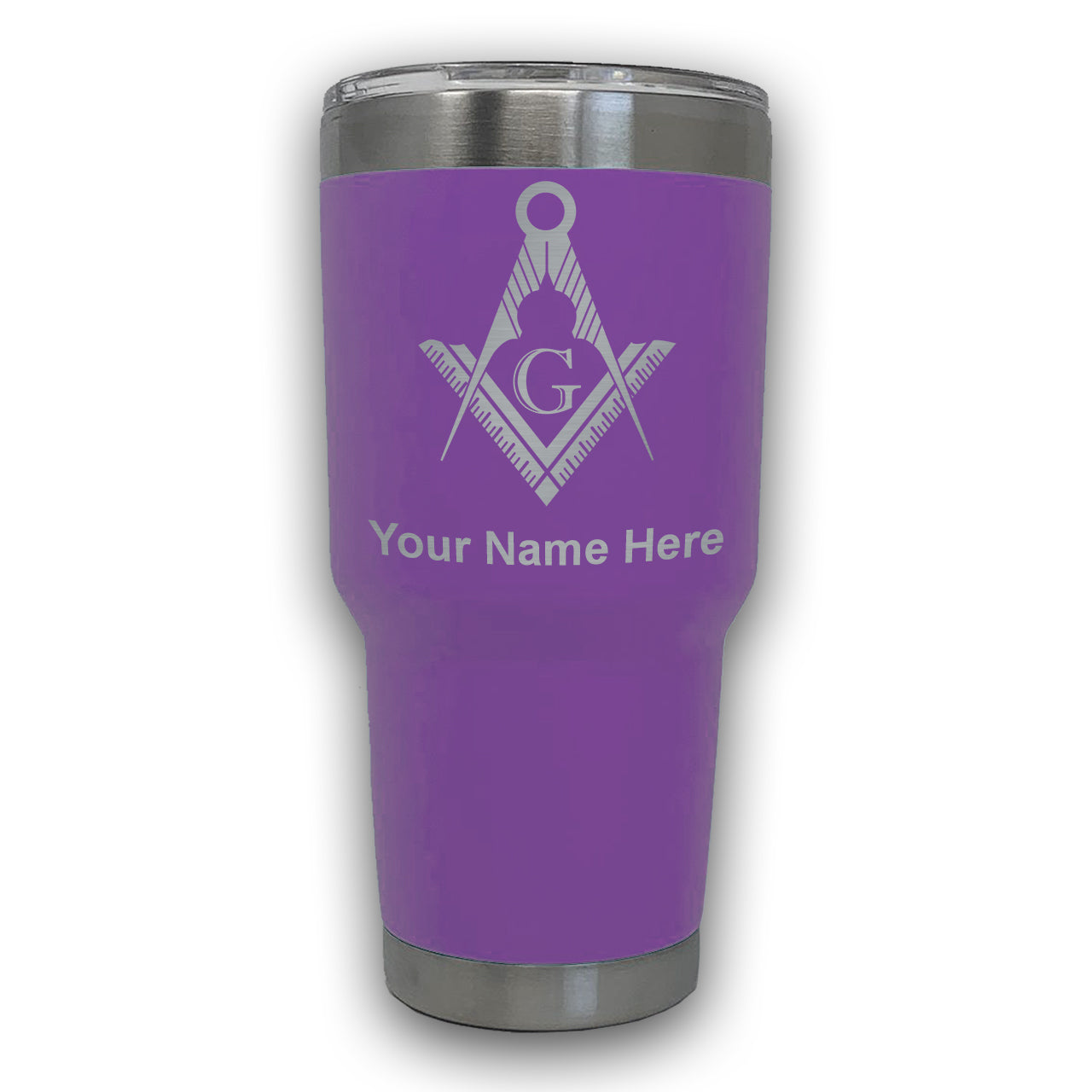 LaserGram 30oz Tumbler Mug, Freemason Symbol, Personalized Engraving Included