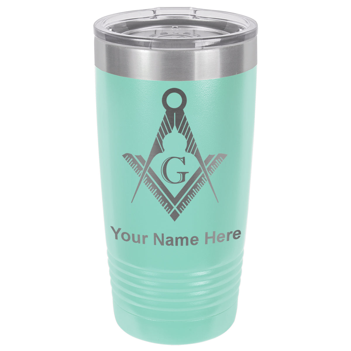 20oz Vacuum Insulated Tumbler Mug, Freemason Symbol, Personalized Engraving Included