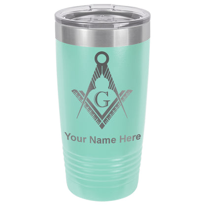 20oz Vacuum Insulated Tumbler Mug, Freemason Symbol, Personalized Engraving Included