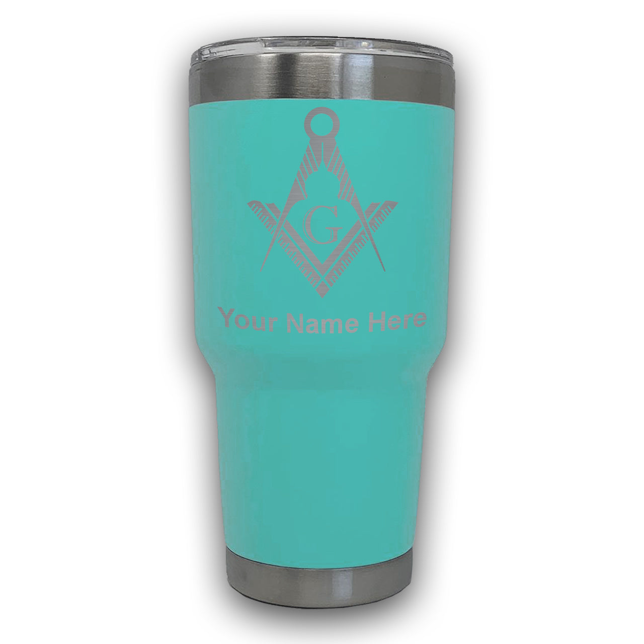 LaserGram 30oz Tumbler Mug, Freemason Symbol, Personalized Engraving Included