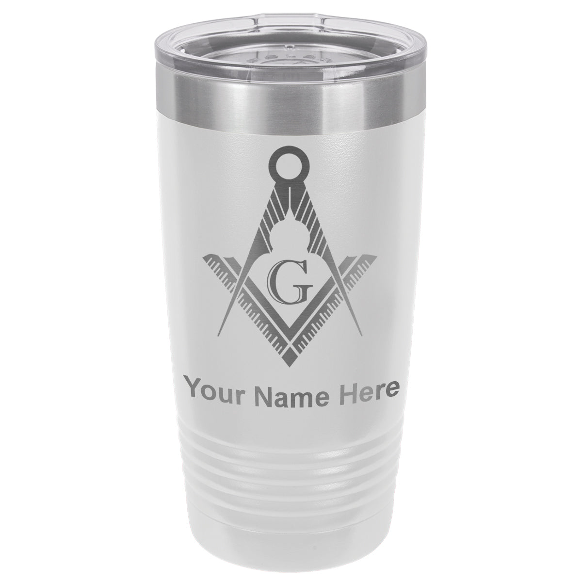 20oz Vacuum Insulated Tumbler Mug, Freemason Symbol, Personalized Engraving Included