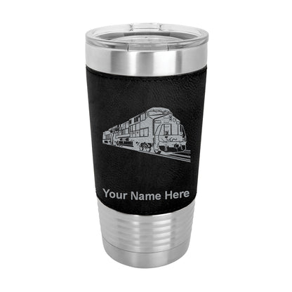 20oz Faux Leather Tumbler Mug, Freight Train, Personalized Engraving Included - LaserGram Custom Engraved Gifts