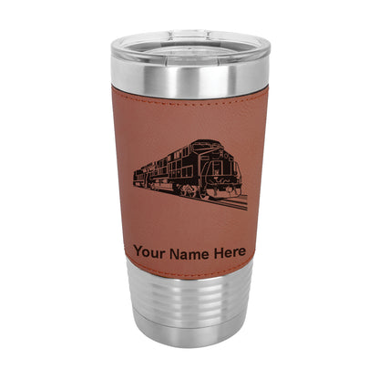20oz Faux Leather Tumbler Mug, Freight Train, Personalized Engraving Included - LaserGram Custom Engraved Gifts