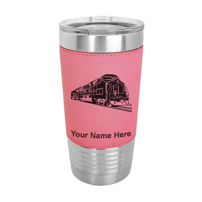 20oz Faux Leather Tumbler Mug, Freight Train, Personalized Engraving Included - LaserGram Custom Engraved Gifts