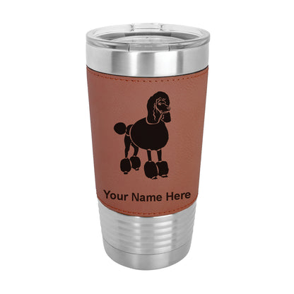 20oz Faux Leather Tumbler Mug, French Poodle Dog, Personalized Engraving Included - LaserGram Custom Engraved Gifts