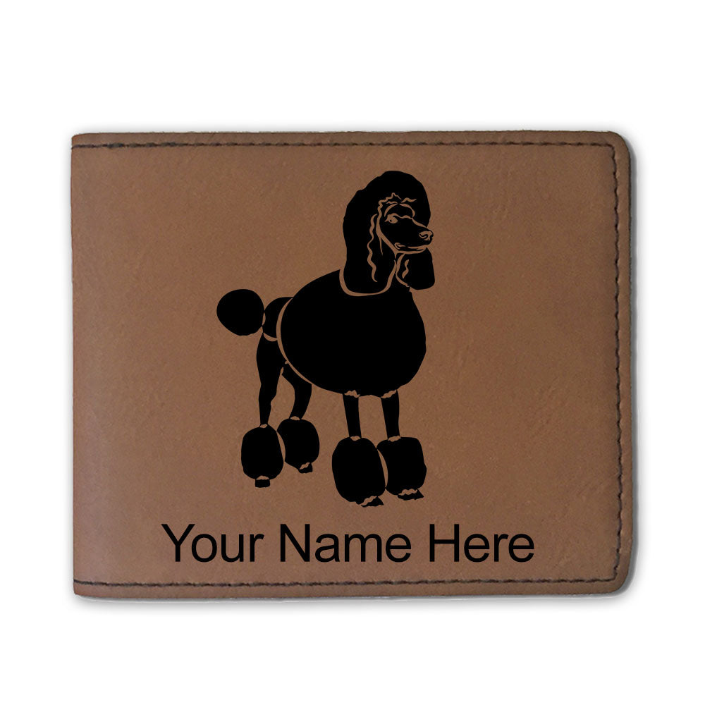 Faux Leather Bi-Fold Wallet, French Poodle Dog, Personalized Engraving Included