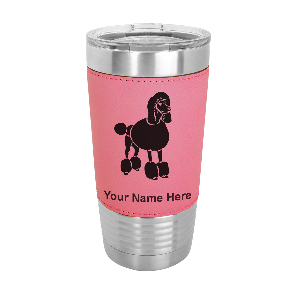 20oz Faux Leather Tumbler Mug, French Poodle Dog, Personalized Engraving Included - LaserGram Custom Engraved Gifts