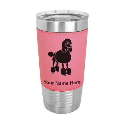 20oz Faux Leather Tumbler Mug, French Poodle Dog, Personalized Engraving Included - LaserGram Custom Engraved Gifts