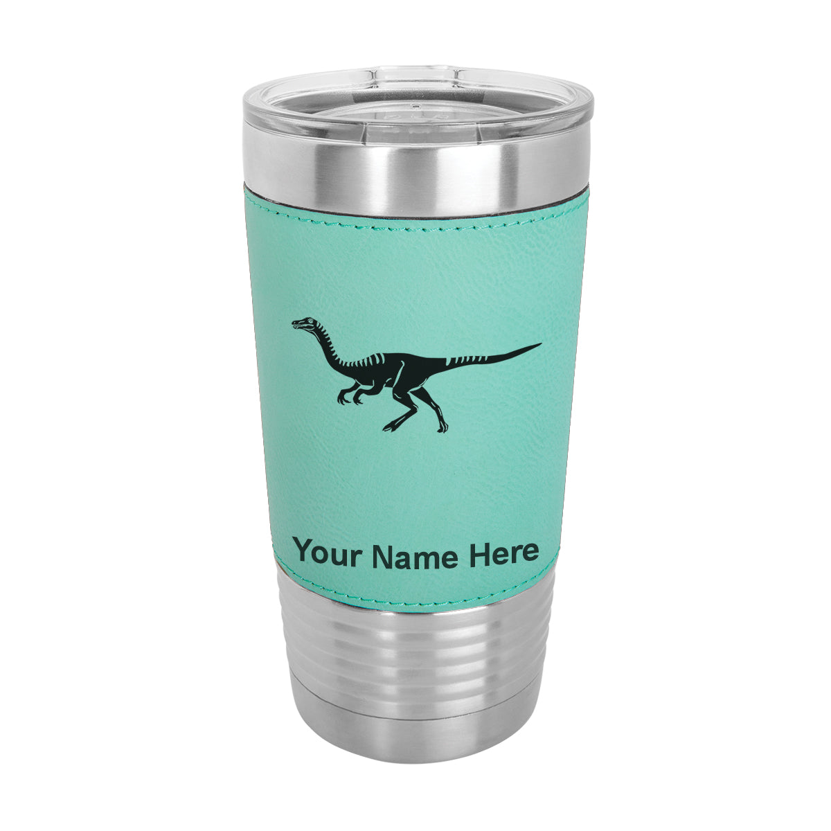 20oz Faux Leather Tumbler Mug, Gallimimus Dinosaur, Personalized Engraving Included - LaserGram Custom Engraved Gifts