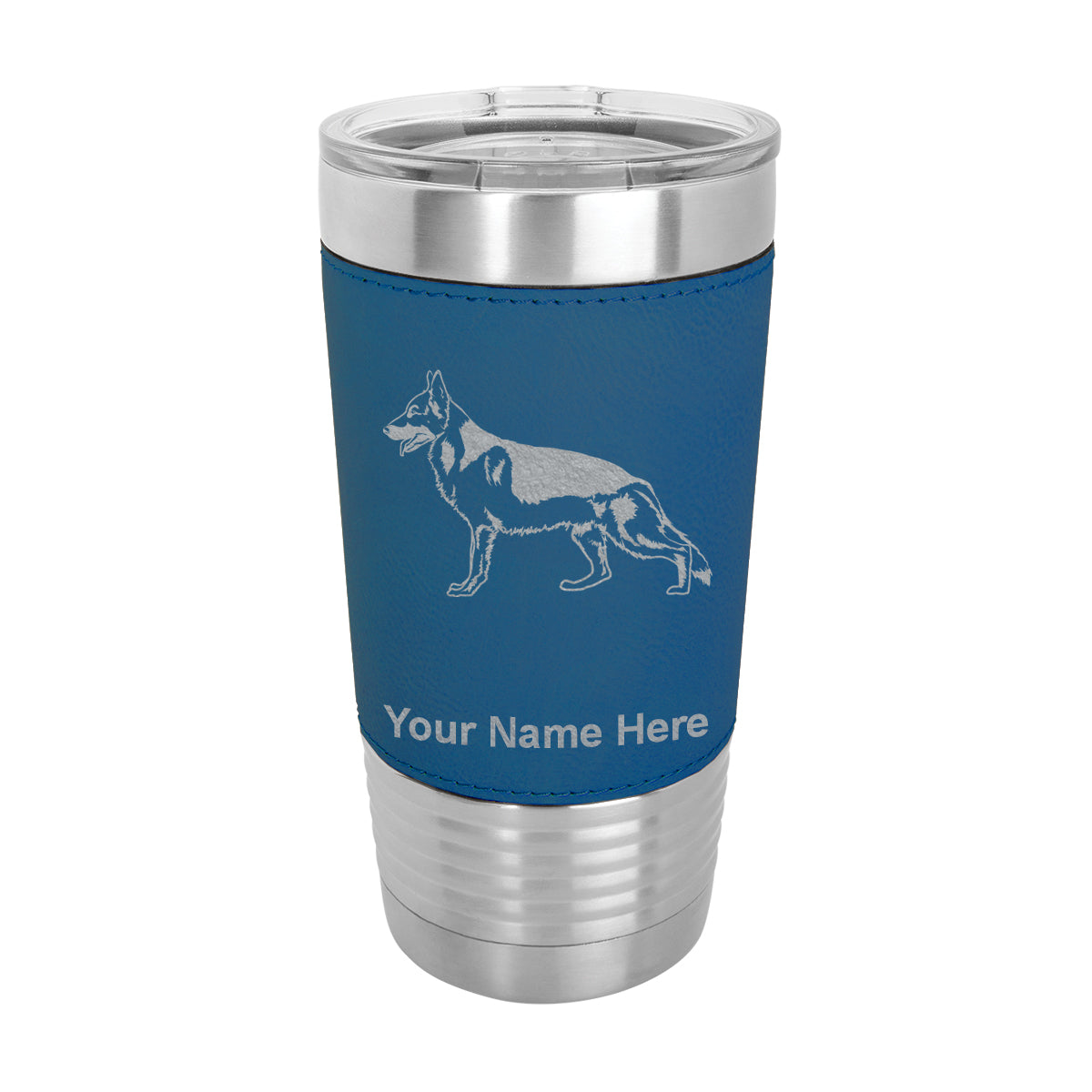 20oz Faux Leather Tumbler Mug, German Shepherd Dog, Personalized Engraving Included - LaserGram Custom Engraved Gifts