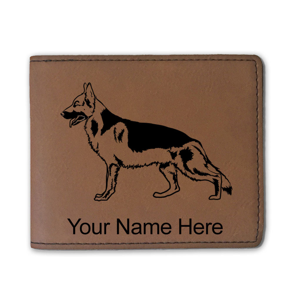 Faux Leather Bi-Fold Wallet, German Shepherd Dog, Personalized Engraving Included