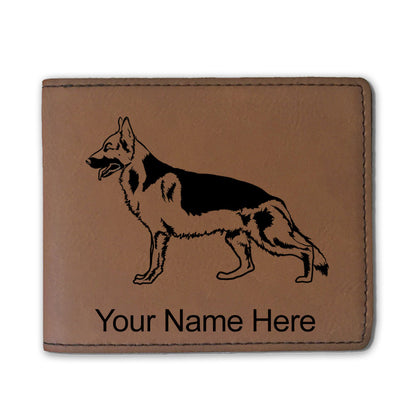 Faux Leather Bi-Fold Wallet, German Shepherd Dog, Personalized Engraving Included