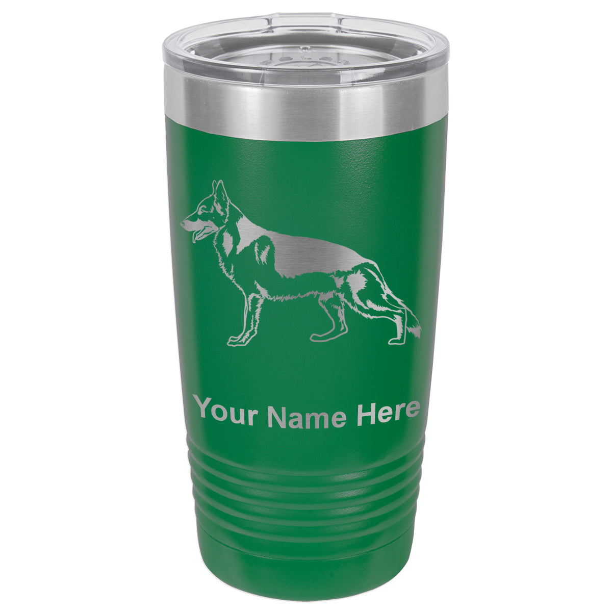 20oz Vacuum Insulated Tumbler Mug, German Shepherd Dog, Personalized Engraving Included