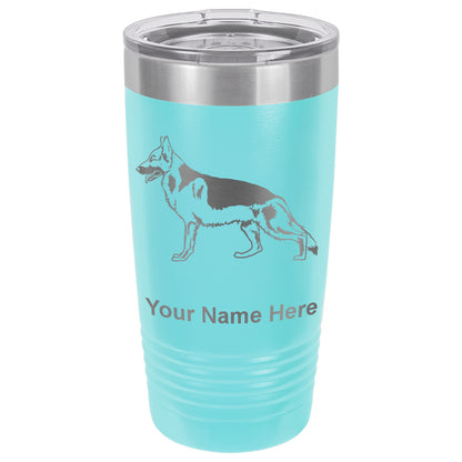 20oz Vacuum Insulated Tumbler Mug, German Shepherd Dog, Personalized Engraving Included