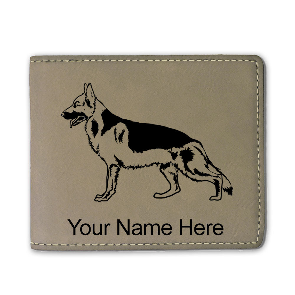 Faux Leather Bi-Fold Wallet, German Shepherd Dog, Personalized Engraving Included