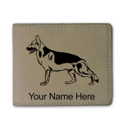 Faux Leather Bi-Fold Wallet, German Shepherd Dog, Personalized Engraving Included