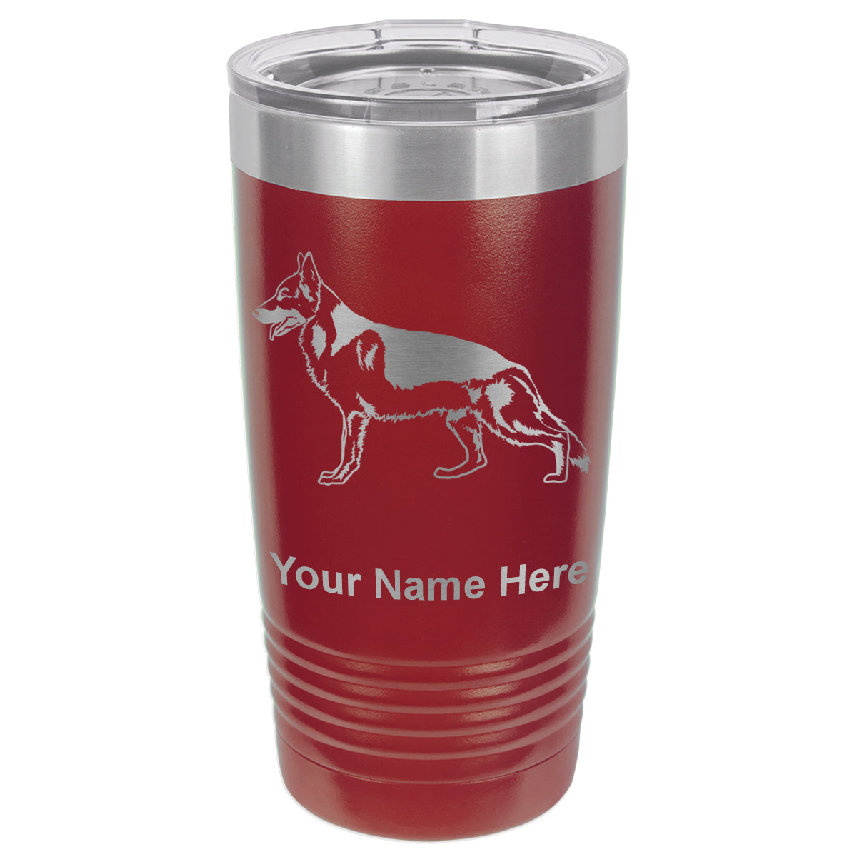 20oz Vacuum Insulated Tumbler Mug, German Shepherd Dog, Personalized Engraving Included