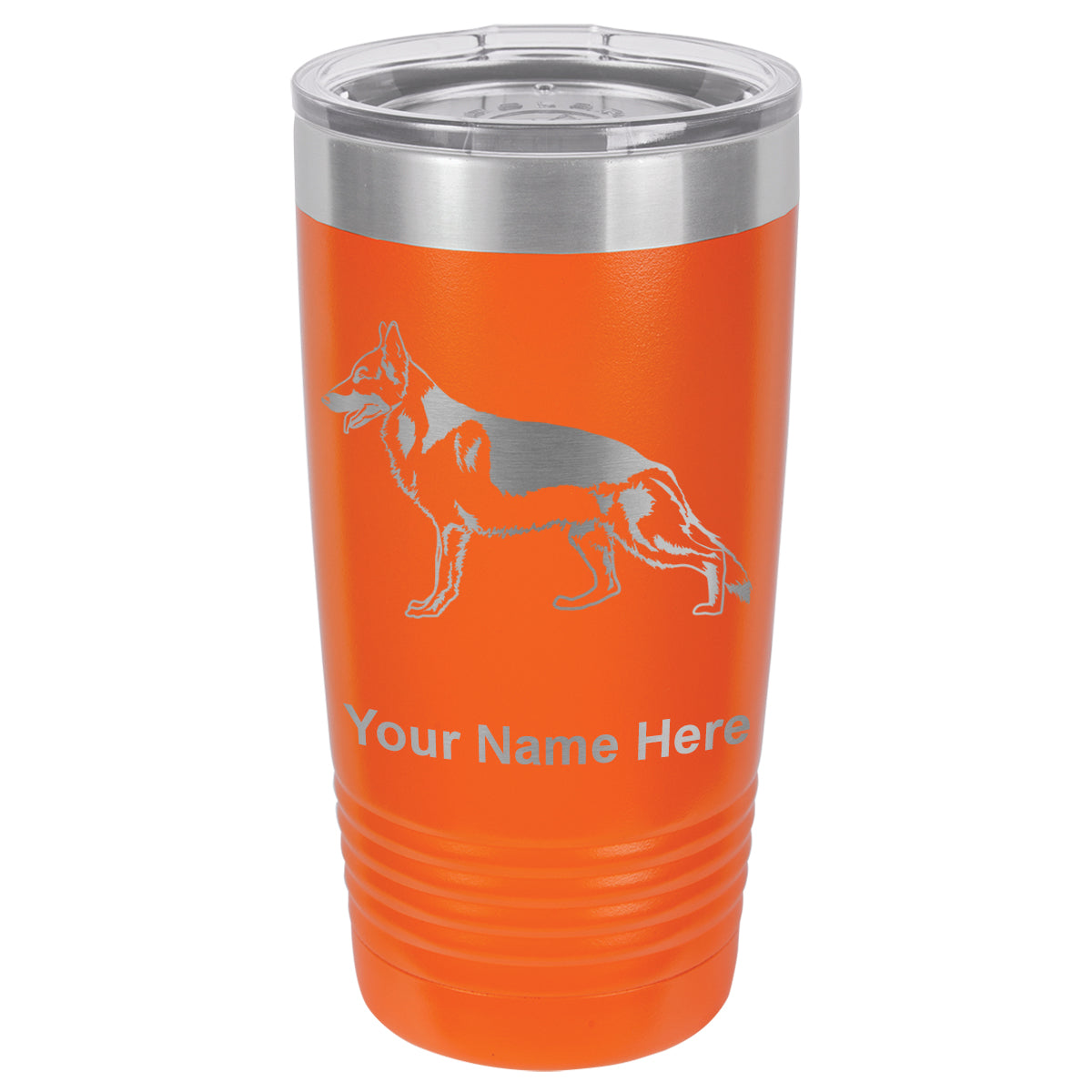 20oz Vacuum Insulated Tumbler Mug, German Shepherd Dog, Personalized Engraving Included