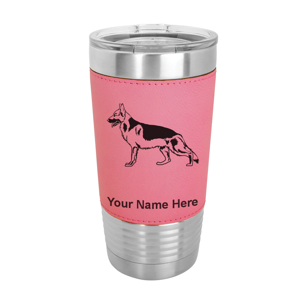 20oz Faux Leather Tumbler Mug, German Shepherd Dog, Personalized Engraving Included - LaserGram Custom Engraved Gifts