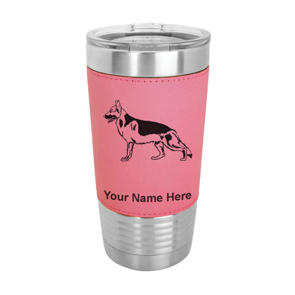 20oz Faux Leather Tumbler Mug, German Shepherd Dog, Personalized Engraving Included - LaserGram Custom Engraved Gifts