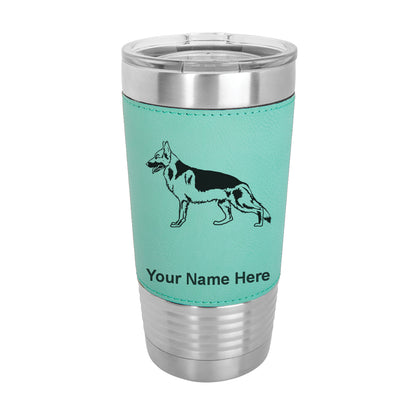 20oz Faux Leather Tumbler Mug, German Shepherd Dog, Personalized Engraving Included - LaserGram Custom Engraved Gifts