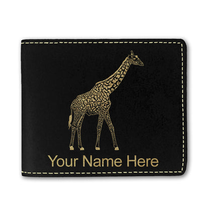 Faux Leather Bi-Fold Wallet, Giraffe, Personalized Engraving Included