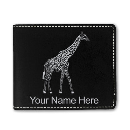 Faux Leather Bi-Fold Wallet, Giraffe, Personalized Engraving Included