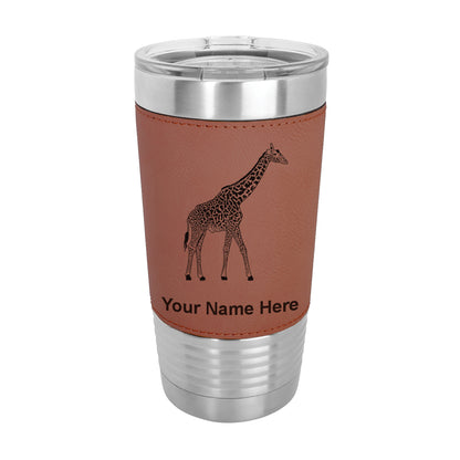 20oz Faux Leather Tumbler Mug, Giraffe, Personalized Engraving Included - LaserGram Custom Engraved Gifts