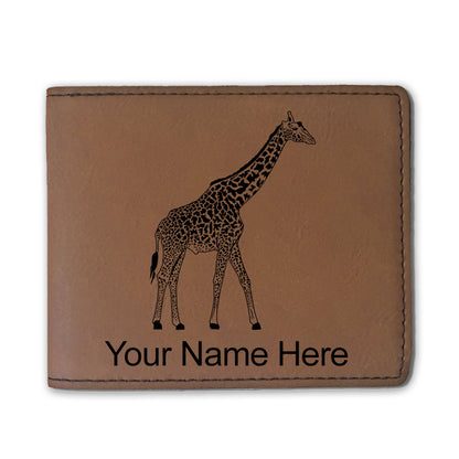 Faux Leather Bi-Fold Wallet, Giraffe, Personalized Engraving Included