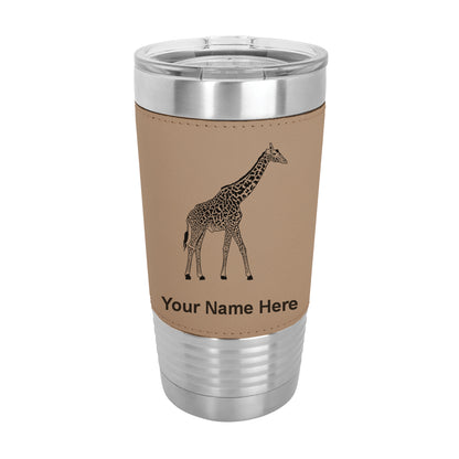 20oz Faux Leather Tumbler Mug, Giraffe, Personalized Engraving Included - LaserGram Custom Engraved Gifts