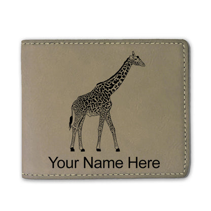 Faux Leather Bi-Fold Wallet, Giraffe, Personalized Engraving Included