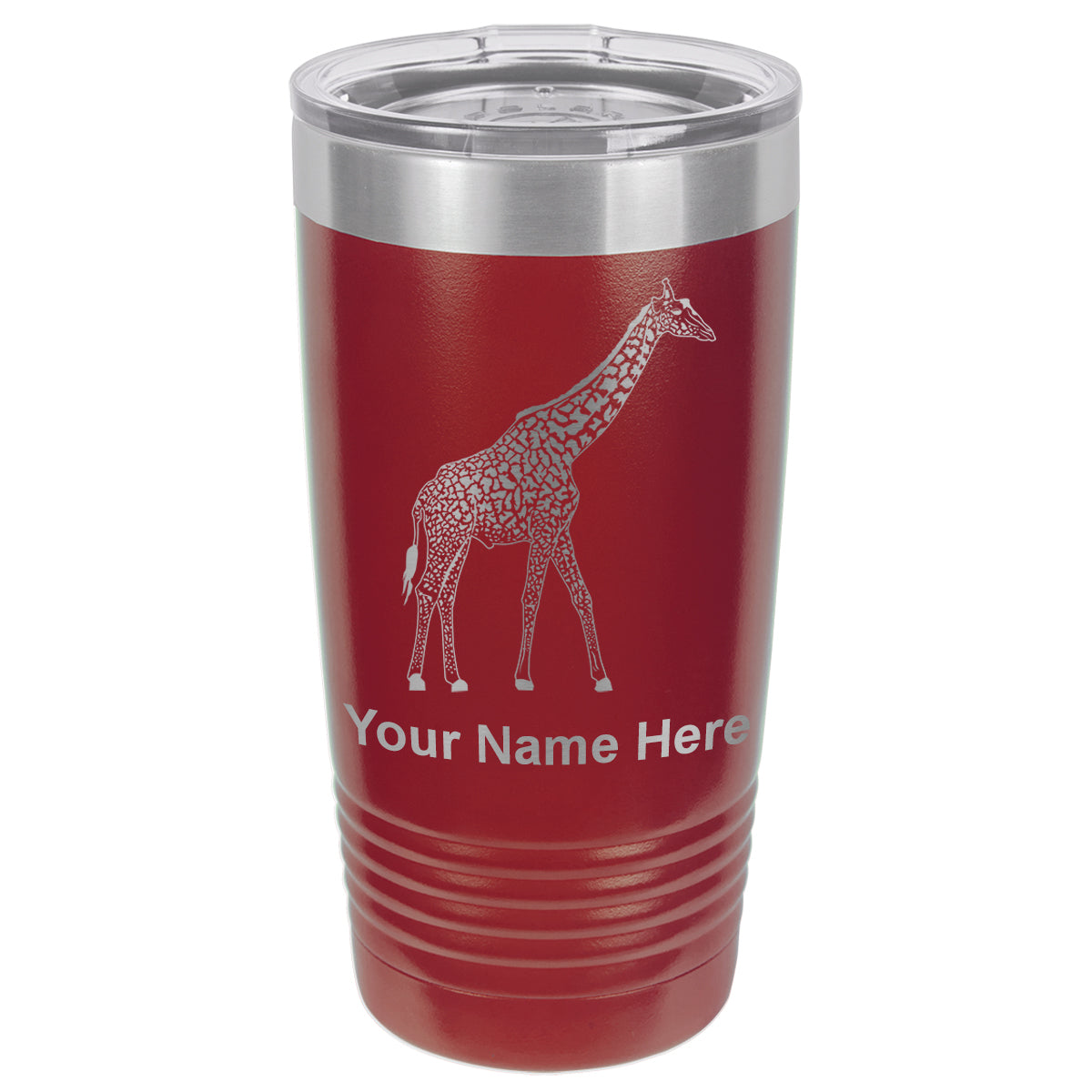 20oz Vacuum Insulated Tumbler Mug, Giraffe, Personalized Engraving Included