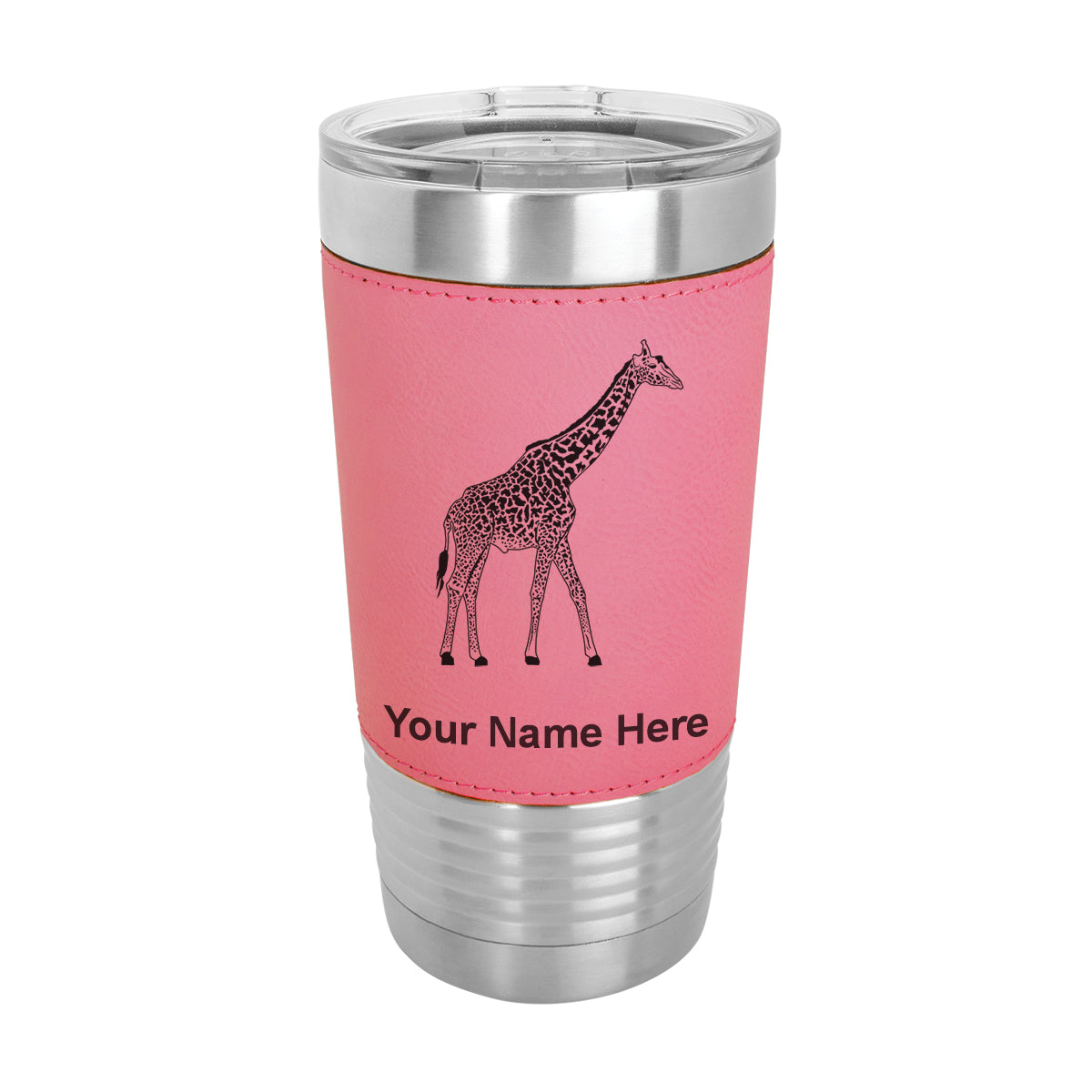 20oz Faux Leather Tumbler Mug, Giraffe, Personalized Engraving Included - LaserGram Custom Engraved Gifts