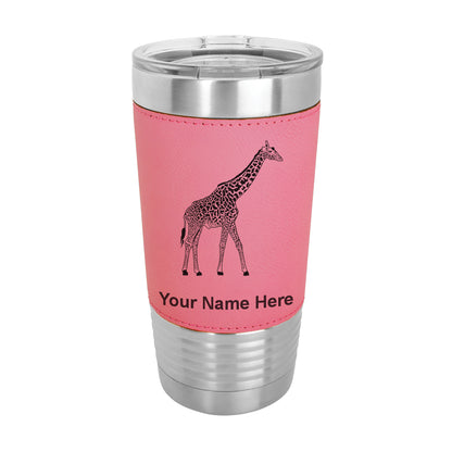 20oz Faux Leather Tumbler Mug, Giraffe, Personalized Engraving Included - LaserGram Custom Engraved Gifts