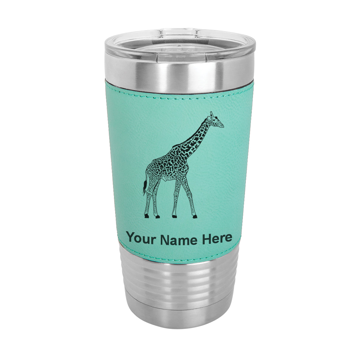 20oz Faux Leather Tumbler Mug, Giraffe, Personalized Engraving Included - LaserGram Custom Engraved Gifts