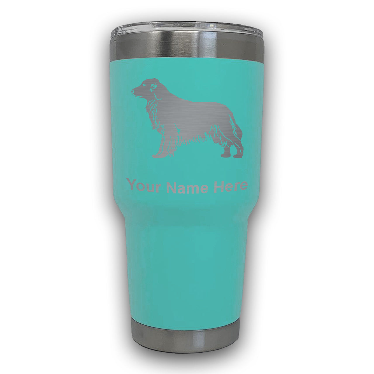 LaserGram 30oz Tumbler Mug, Golden Retriever Dog, Personalized Engraving Included