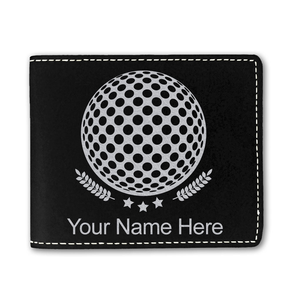 Faux Leather Bi-Fold Wallet, Golf Ball, Personalized Engraving Included