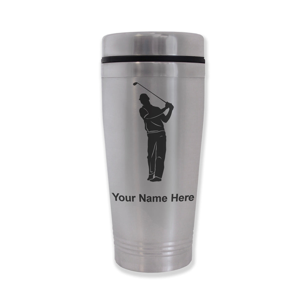 Commuter Travel Mug, Golfer, Personalized Engraving Included