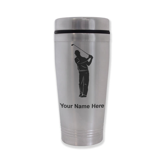 Commuter Travel Mug, Golfer, Personalized Engraving Included