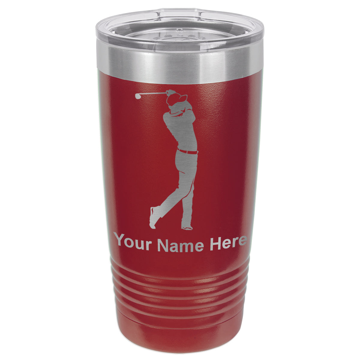 20oz Vacuum Insulated Tumbler Mug, Golfer Golfing, Personalized Engraving Included
