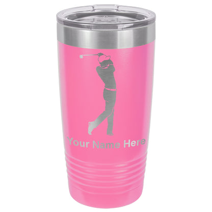 20oz Vacuum Insulated Tumbler Mug, Golfer Golfing, Personalized Engraving Included