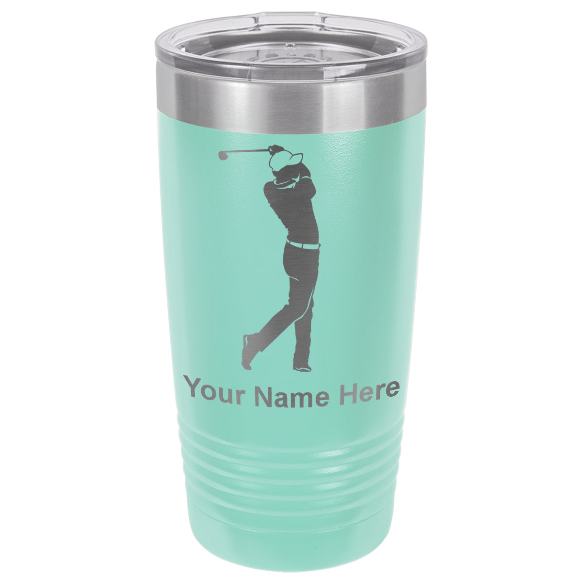 20oz Vacuum Insulated Tumbler Mug, Golfer Golfing, Personalized Engraving Included