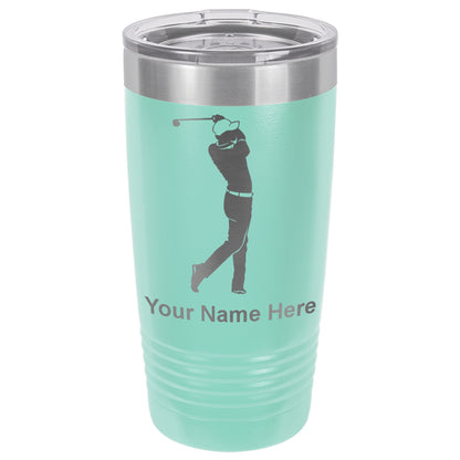 20oz Vacuum Insulated Tumbler Mug, Golfer Golfing, Personalized Engraving Included