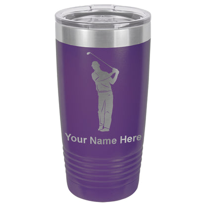 20oz Vacuum Insulated Tumbler Mug, Golfer, Personalized Engraving Included
