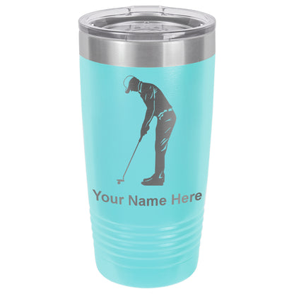 20oz Vacuum Insulated Tumbler Mug, Golfer Putting, Personalized Engraving Included