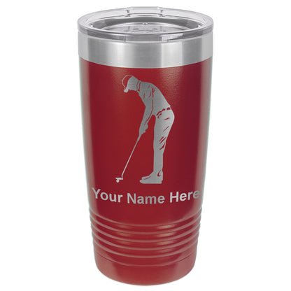20oz Vacuum Insulated Tumbler Mug, Golfer Putting, Personalized Engraving Included