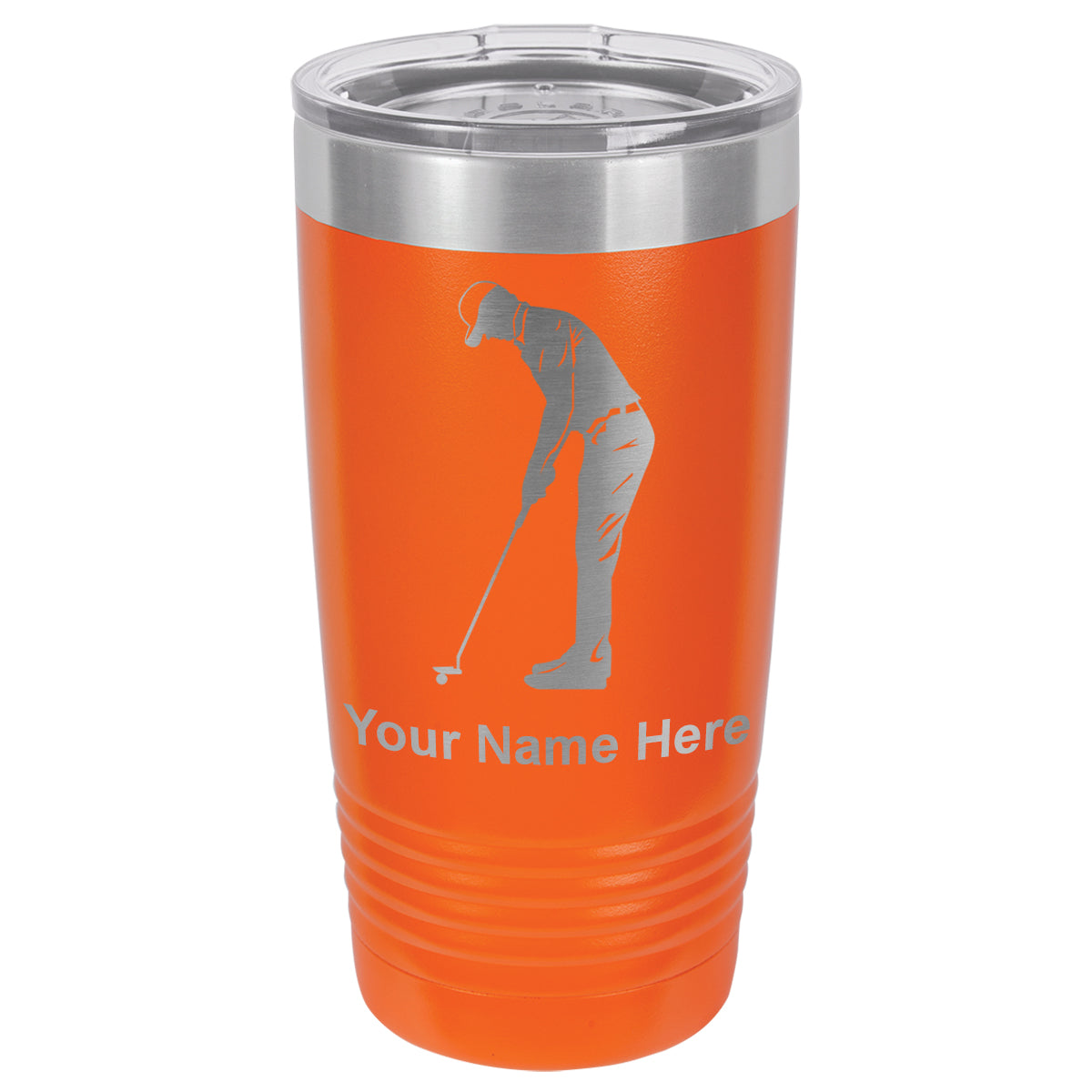 20oz Vacuum Insulated Tumbler Mug, Golfer Putting, Personalized Engraving Included
