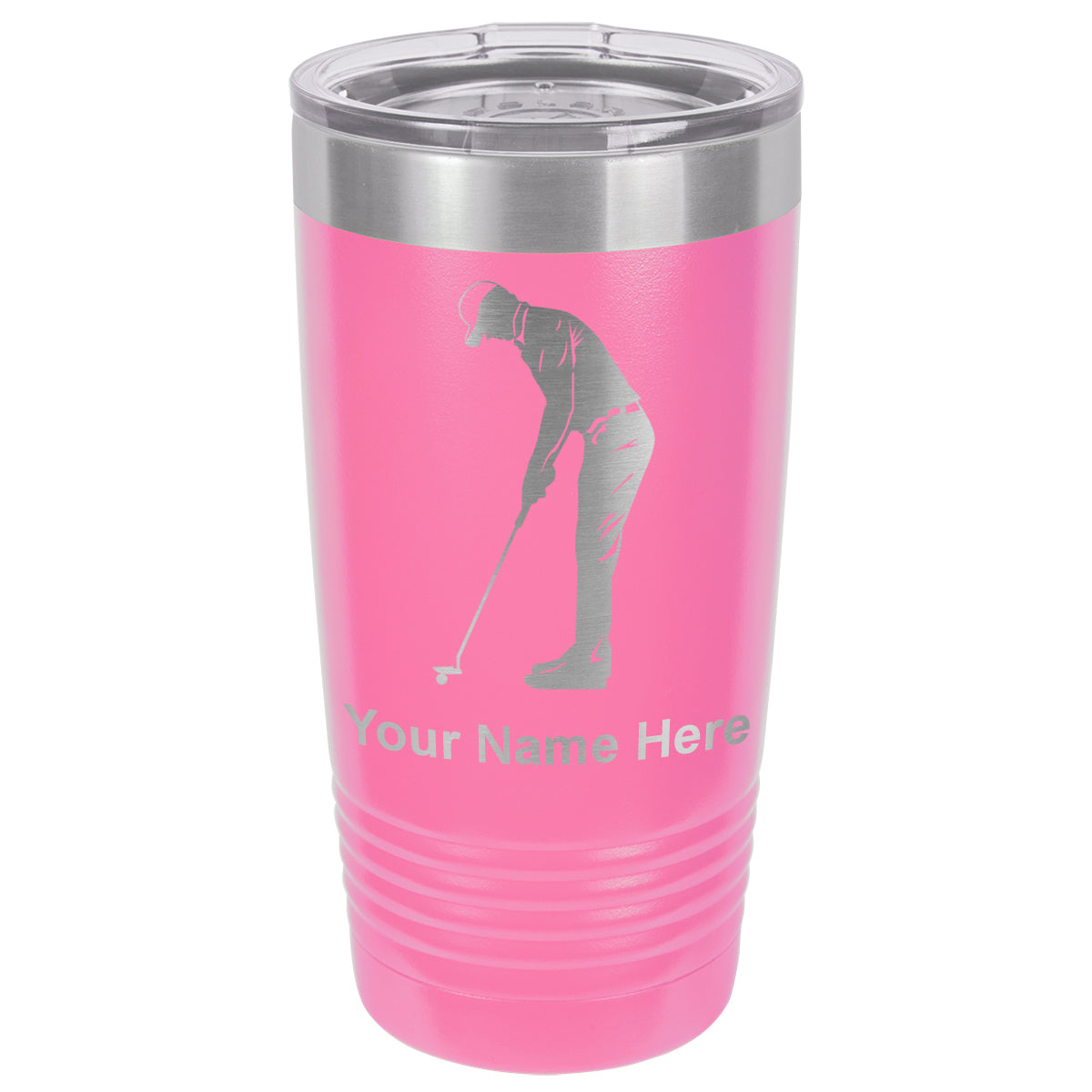 20oz Vacuum Insulated Tumbler Mug, Golfer Putting, Personalized Engraving Included