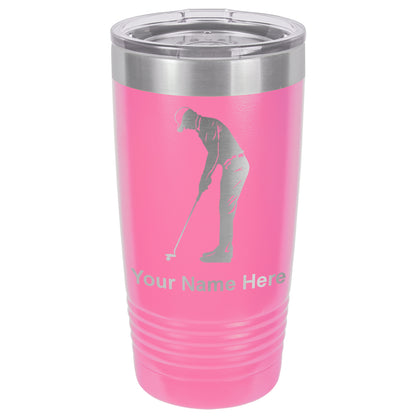 20oz Vacuum Insulated Tumbler Mug, Golfer Putting, Personalized Engraving Included