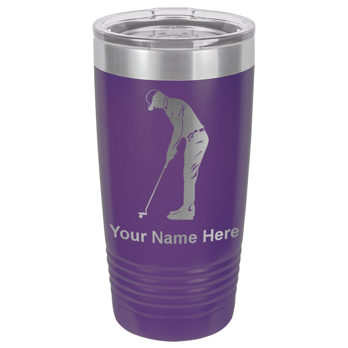 20oz Vacuum Insulated Tumbler Mug, Golfer Putting, Personalized Engraving Included